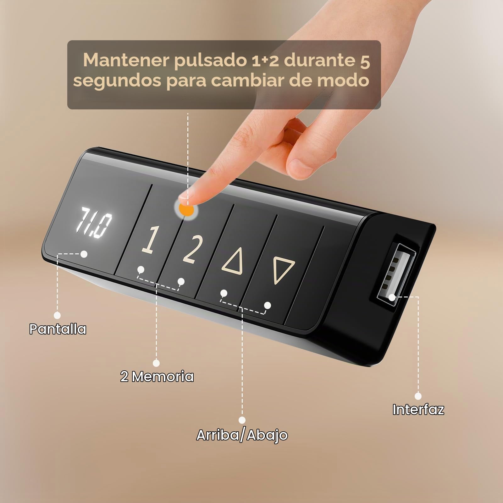 buybyroom Patas Escritorio Elevable, Estructura Mesa Elevable sin Interfaz de Escritorio, con Acero de Alta Resistencia, con USB y Panel Inteligente de Memoria (Sin Panel de Escritorio)
