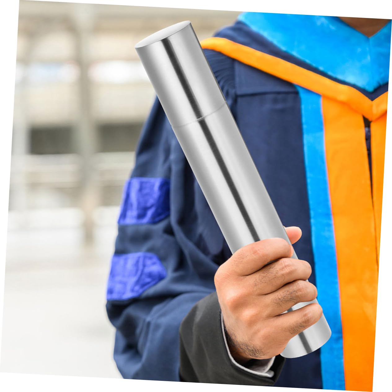Tube Cylindrique en Acier Inoxydable 11.81 Pouces Rangement Rigide pour Documents Certificats Diplômes