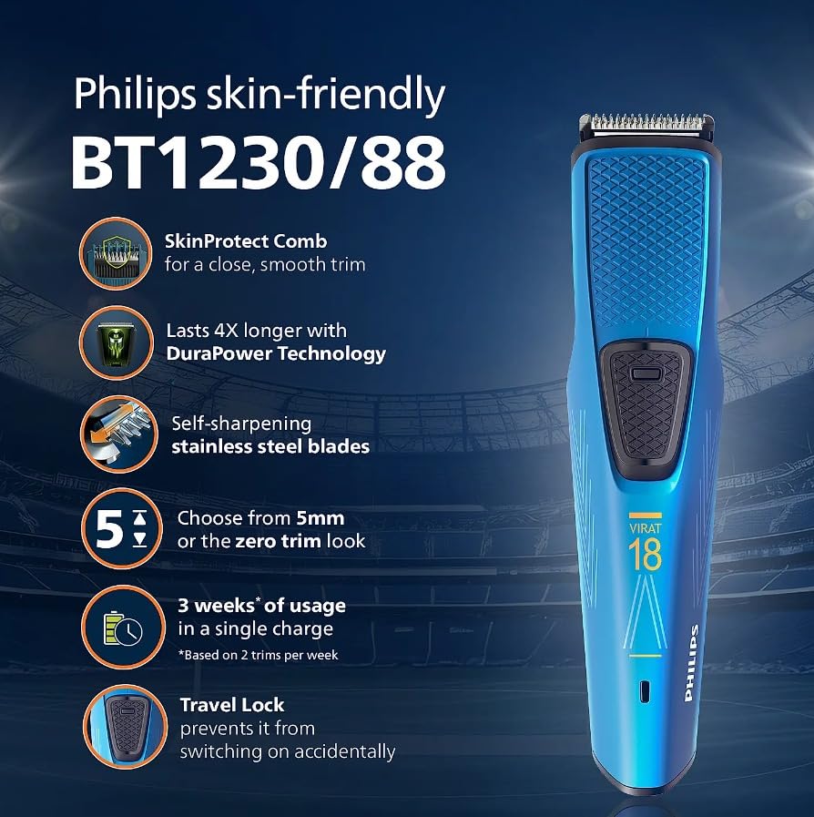 Image of PHILIPS Men Battery Powered Beard Trimmer Bt1230 /88