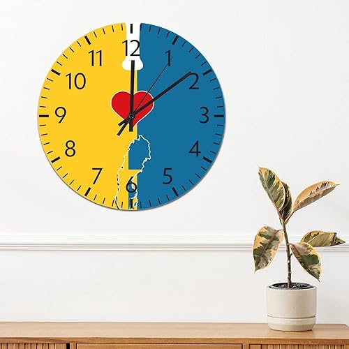 Miniatura 3 de ArogGeld Reloj de pared grande de PVC con bandera de Suecia, reloj redondo con texto en inglés "I Love My Country", 12 pulgadas, funciona con pilas,