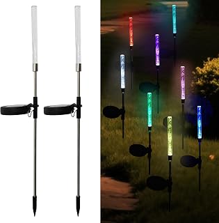 2PCS Solar Bubble Stake Lights Outdoor | Color Changing LED Bubble Pathway Light with Stake Easy Install for Garden Yard, Patio, Walkway, Landscape Decor