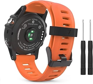 BarRan pulseira compatível com Garmin Fenix 3/Fenix 5X, Soft Silicone Replacement Pulseira de relógio para Garmin Fenix 6X/Fenix 6X Pro/Fenix 3/Fenix 3 HR/Fenix 5X/5X Plus/D2 Delta PX/Descent Mk1