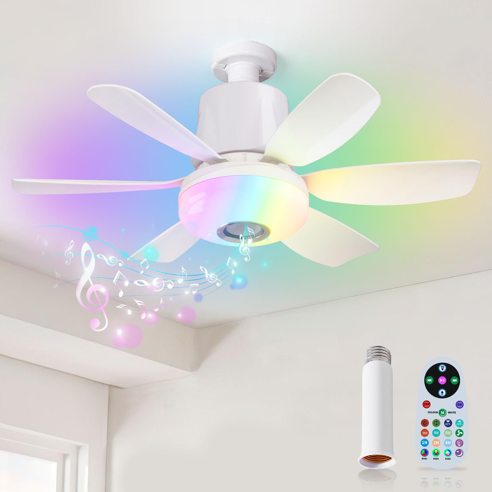 4 in 1 Socket Fan Light with Remote 18 5 inch Small Ceiling Fans with Dimmable Led Light
