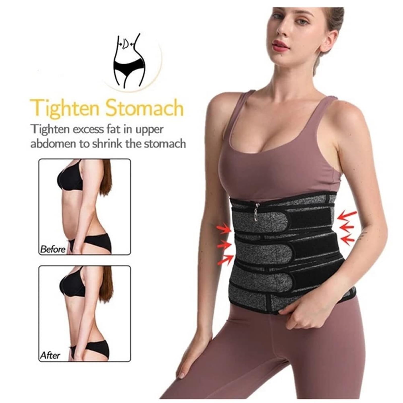 Faja Lumbar Faja Reductora De Abdomen, Corsé Moldeador De Cintura, Banda para El Sudor, Faja Reductora De Abdomen Cinturón Apoyo Lumbar(Black,XXXXX-Large)