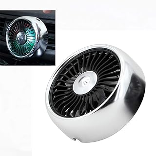 Maso Przenośny samochodowy wentylator elektryczny - mini wentylator chłodzący USB z trzema prędkościami wiatru i kolorowym światłem (srebrny wentylator)
