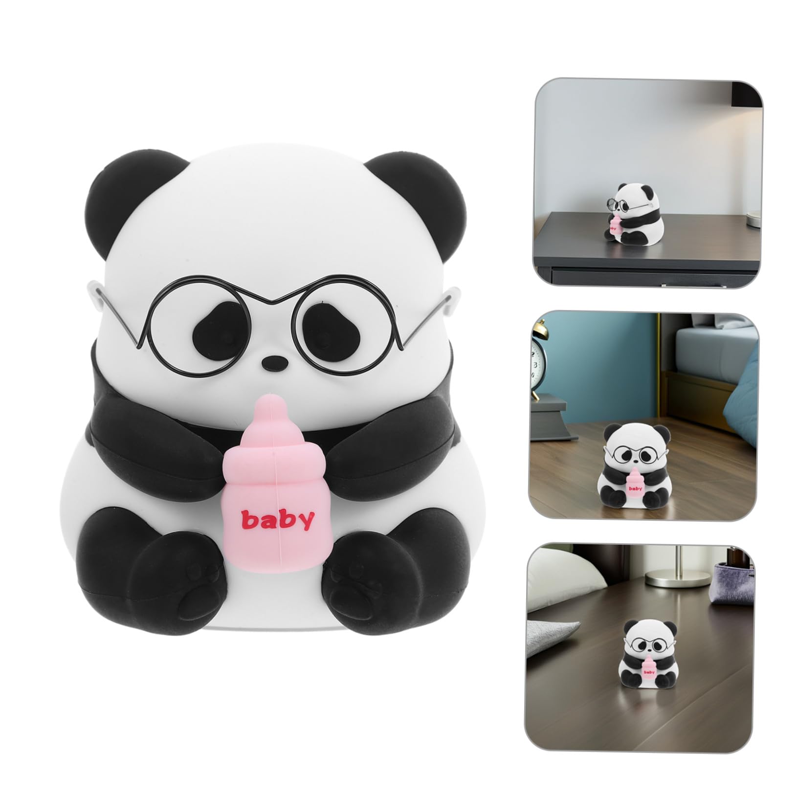NUOBESTY Lámpara de Noche Infantil de Silicona Recargable con Luz LED Diseño de Panda y Seguro para Dormitorios y Escritorios Luz Portátil
