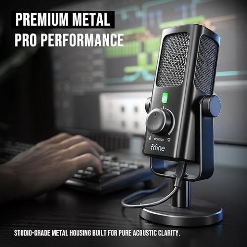 Miniatura 9 de FIFINE Micrófono de condensador USB para grabación de estudiotransmisión de computadora, micrófono de metal de escritorio para creación vocal de