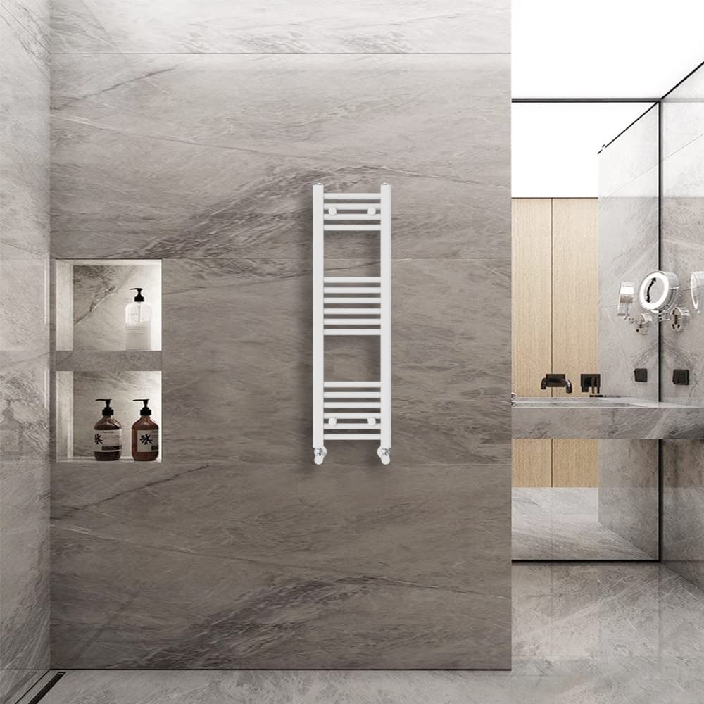 Warmehaus Straight Heated Towel Rail Radiator Ladder White 1000x300mm Central Heating Radiators for Bathroom Kitchen
