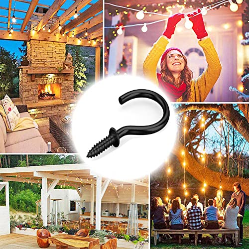 Axe Sickle Black 100Pcs 1 Inch Metal Cup Hook Mini Screw Hook for Hanging - Image 5