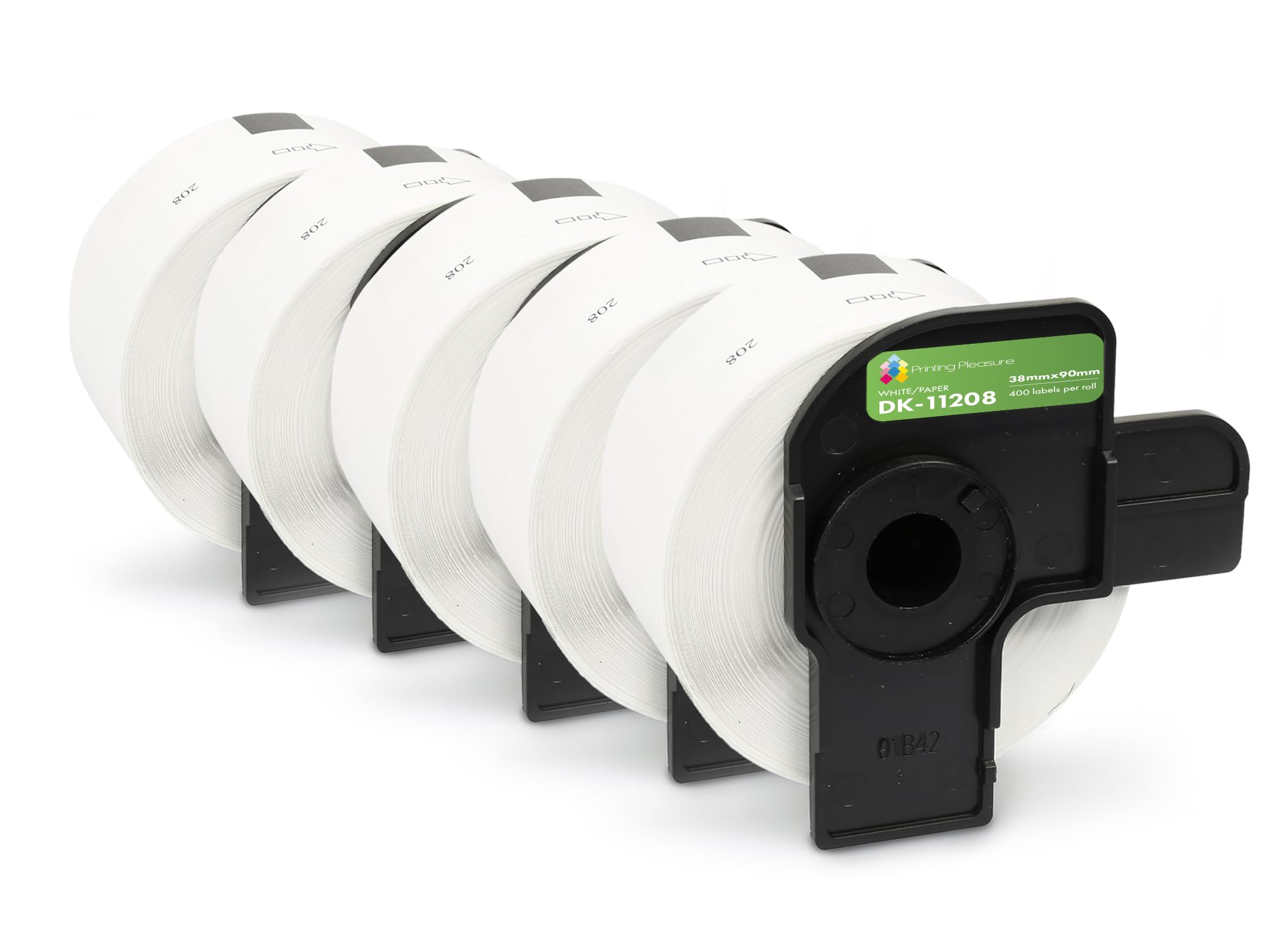 Printing Pleasure 5X DK-11208 White Address Label 38mm x 90mm Compatible with Brother P-Touch QL-1050 QL-1050N QL-1060N QL-500A QL-500BS QL-580 QL-580N QL-650TD Label Printers