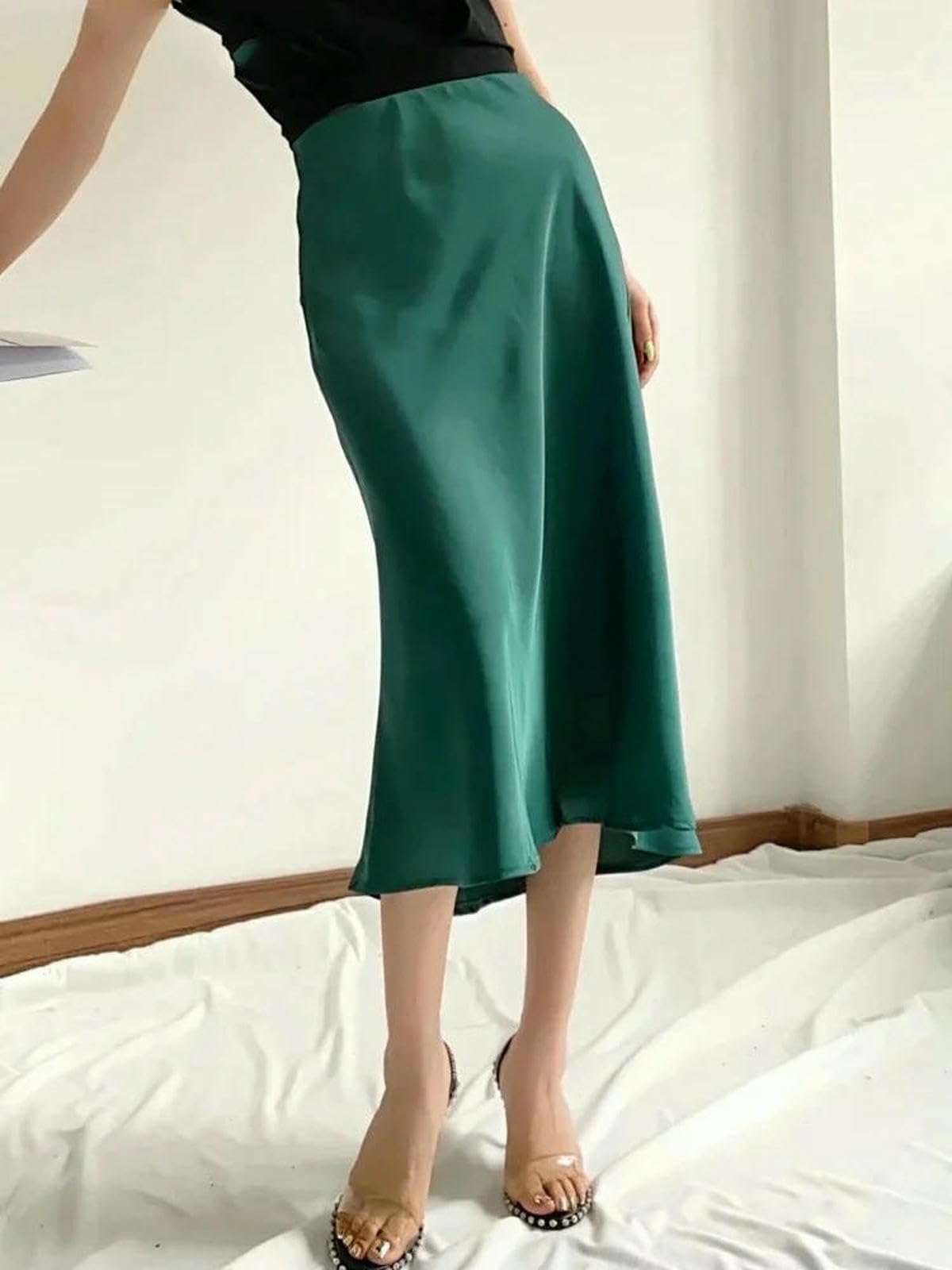 Gonna Estiva Solido Raso Elastico in Vita Donna Gonna A-Line Estate Femminile Slim Falda