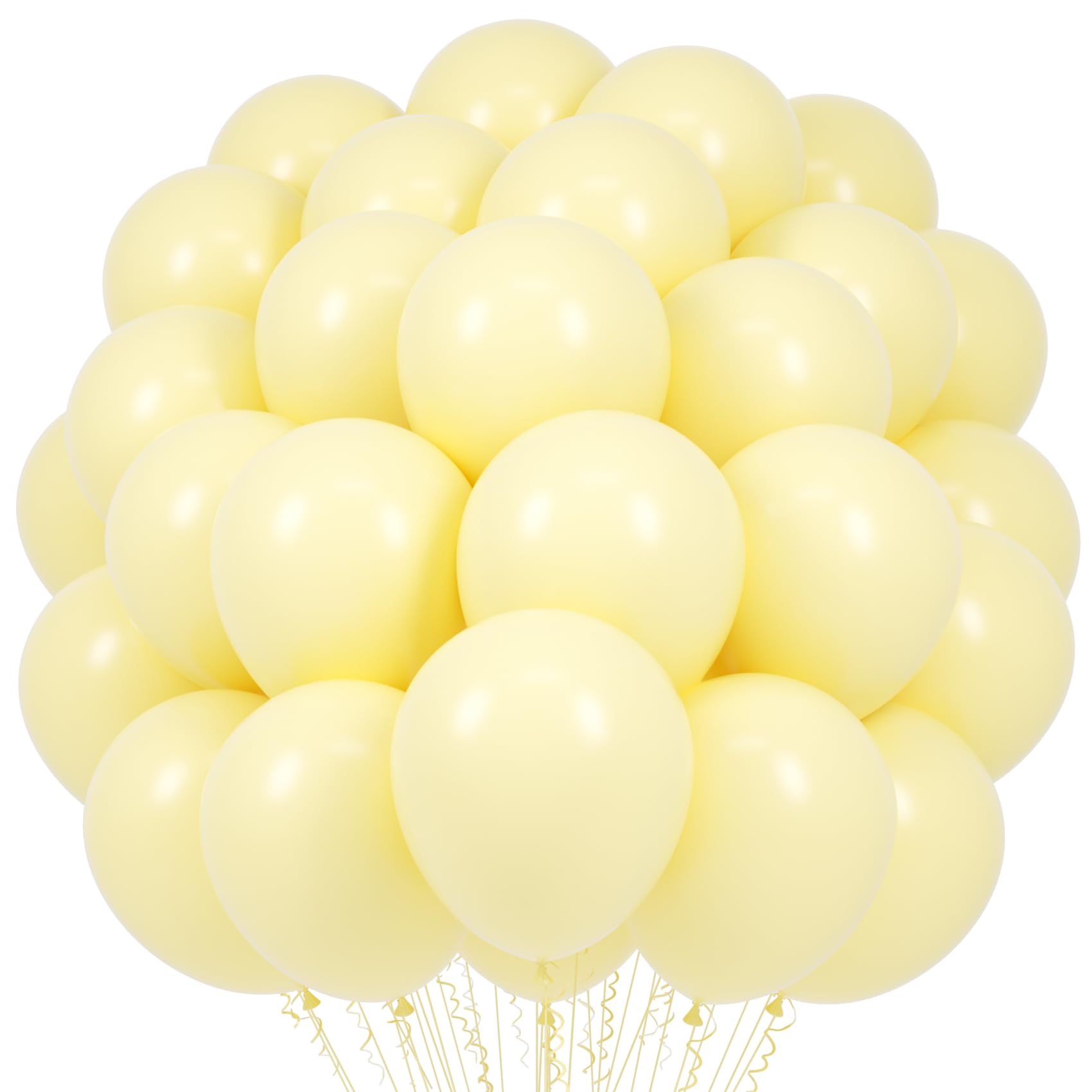 Voircoloria 66pcs Pastel Yellow Light Yellow Latex Party Balloons, 12inch