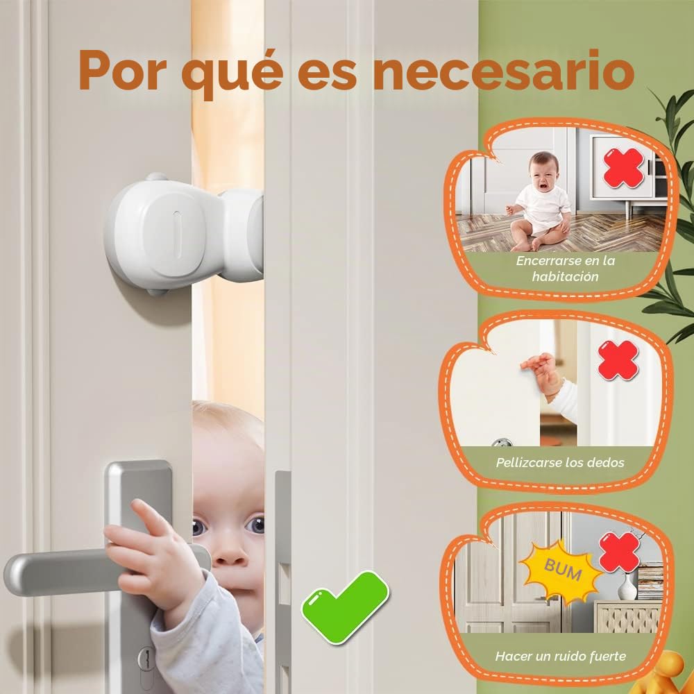 SAFELON 4+2 Piezas Tope de puerta automático de seguridad para bebés, protectores de dedos de puerta automáticos para niños, tope de puerta automático antipinzamiento (Blanco)