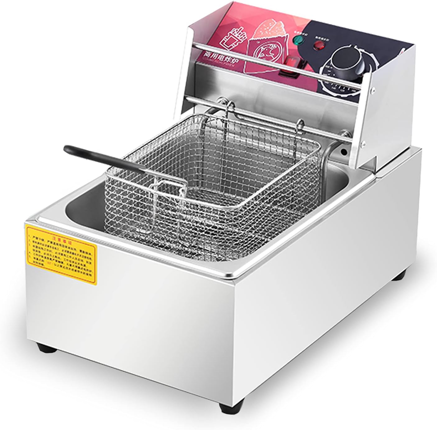 Commercial electric fryer Commercial countertop gas fryer Stainless steel Adjustable temperature and independent switch Easy to clean for cooking food in the (Single Cylinder)
