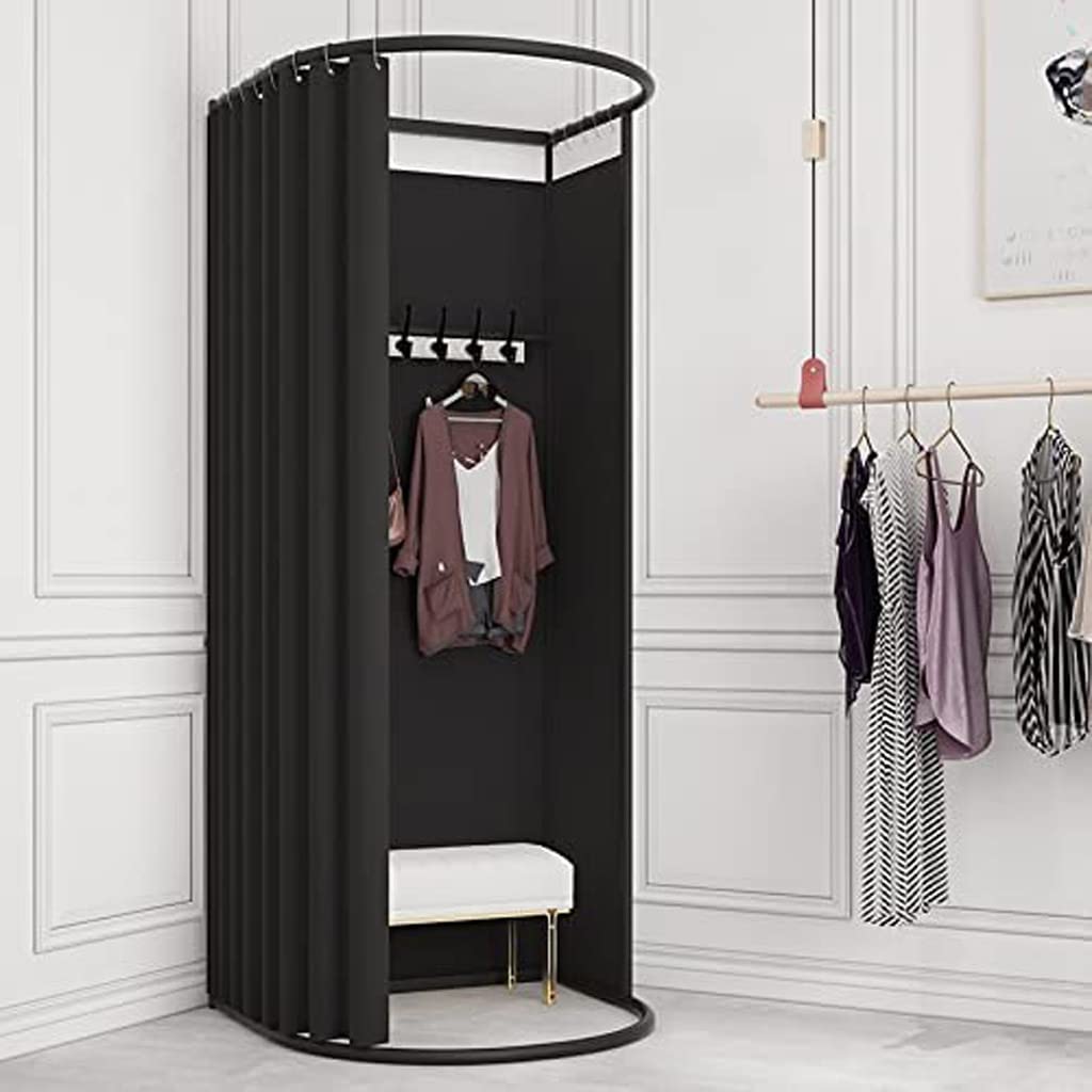 SIAMZYWV Mobile Fitting Room, Portable Dressing Room Frame with Curtain and Hook, Changing Room for Clothing Store, Boutiques, Office