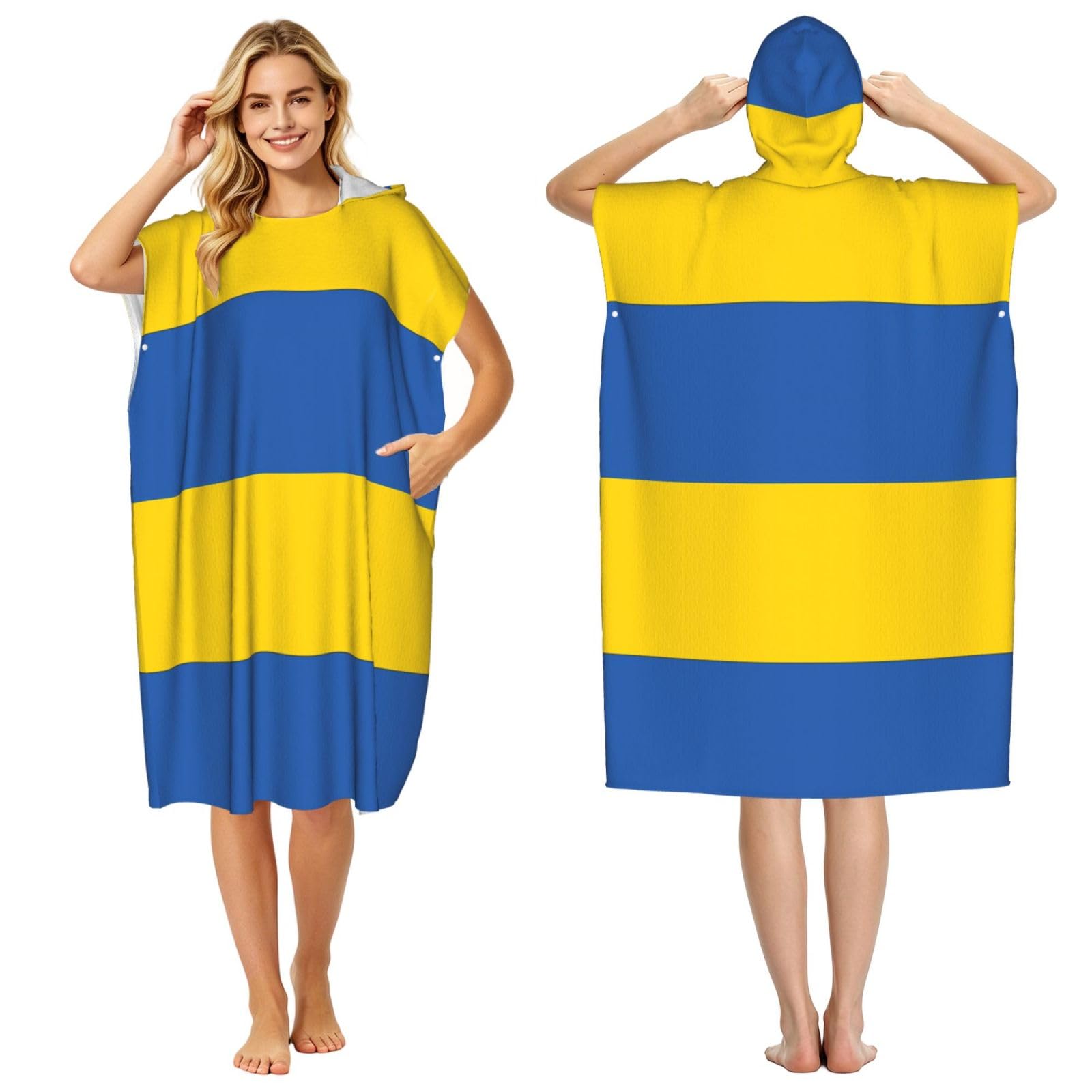 WSSYYBFFlag of Ukraine Adult hooded beach towel Oversized with Hood for Absorbent Quick Dry
