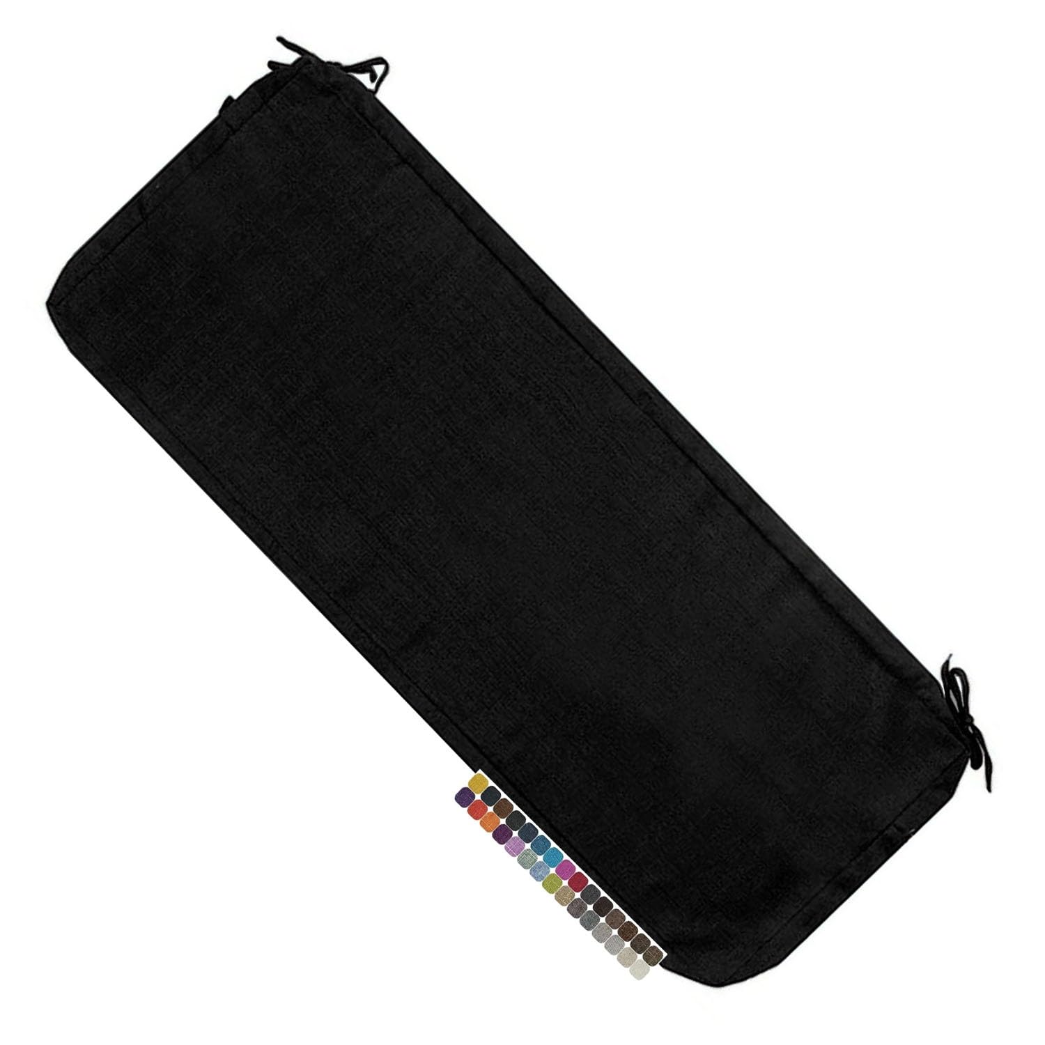 Housse de banc de jardin lavable noir en lin d'extérieur 115 x 55 cm
