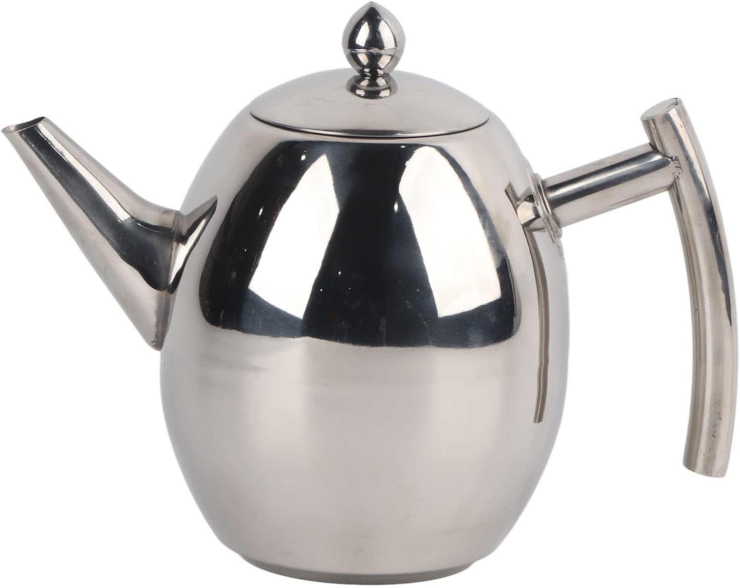 Tea Pot, 1L Stainless Steel Teapot with Infuser Good Pour Silver Coffee