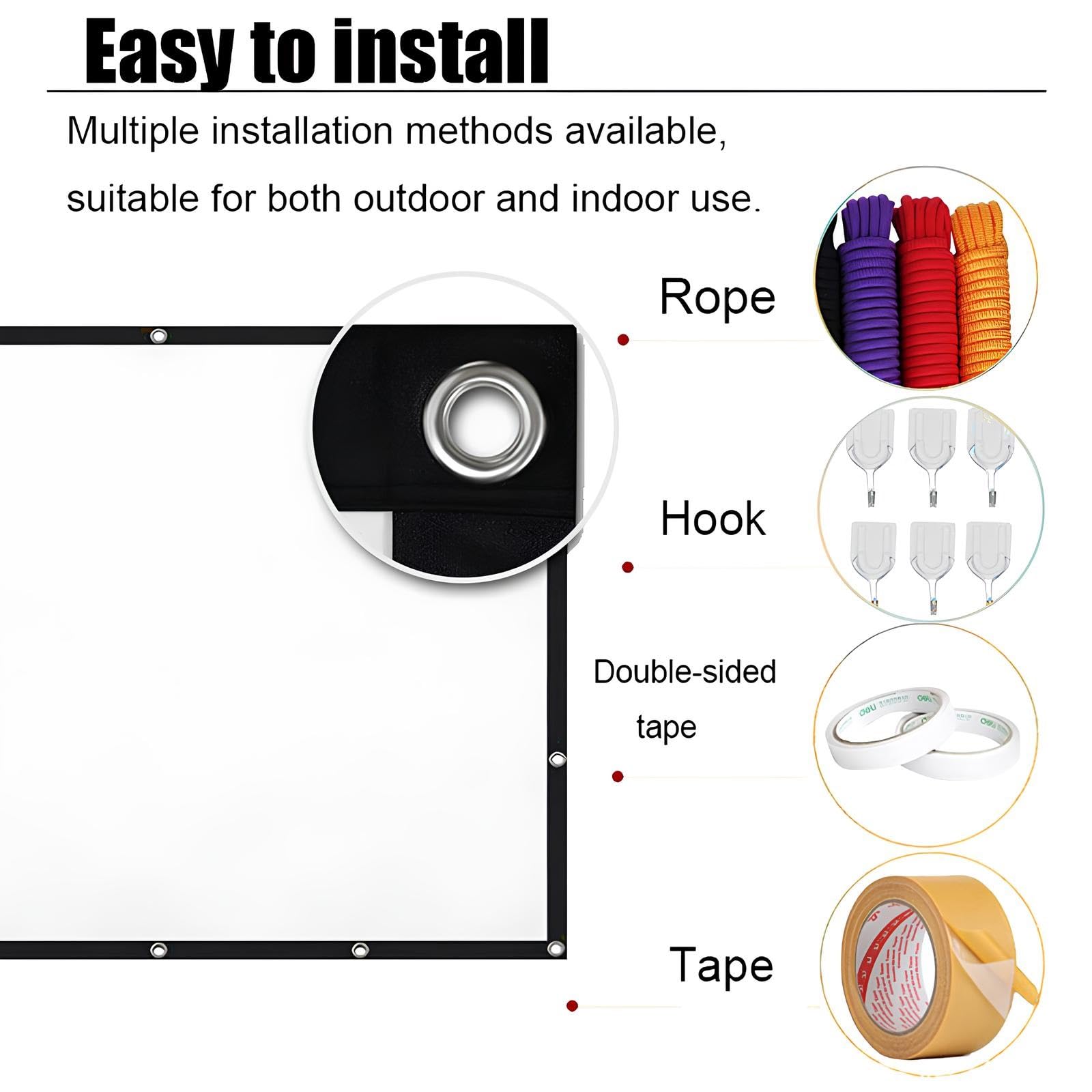 Telo Proiettore Esterno Portatile 120/150/250 Pollici per Home Theater Cinema Campeggio, Schermo Proiettore16:9 4K Full HD, Anti Rughe Pieghevole(72inch(16:9))