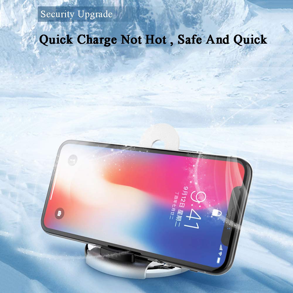 Caricatore Wireless 2 Bobine 10W Carica Rapida Compatibile Galaxy S10/S9/S9 +/S8/S8 +/Nota 8/Note 9/S7/S7 Edge, 7.5W Ricarica Wireless Compatibile iPhone XS/XS Max/XR/X/8/8 Plus ECC, White