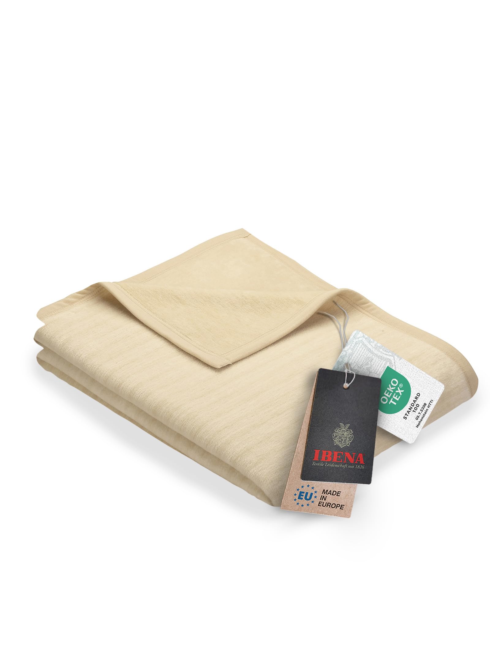 Ibena Fano Kuscheldecke 150x200 cm – Wohndecke wollweiß creme, tolle Wendedecke aus hochwertiger Baumwollmischung, kuschelweich und angenehm warm