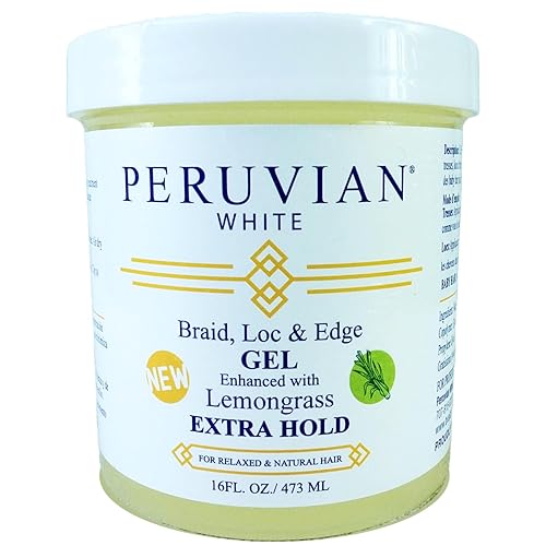 Peruvian white Gel de trenza, localización y borde extra para cabello relajado y natural, 16 onzas (vinagre de sidra de manzana)
