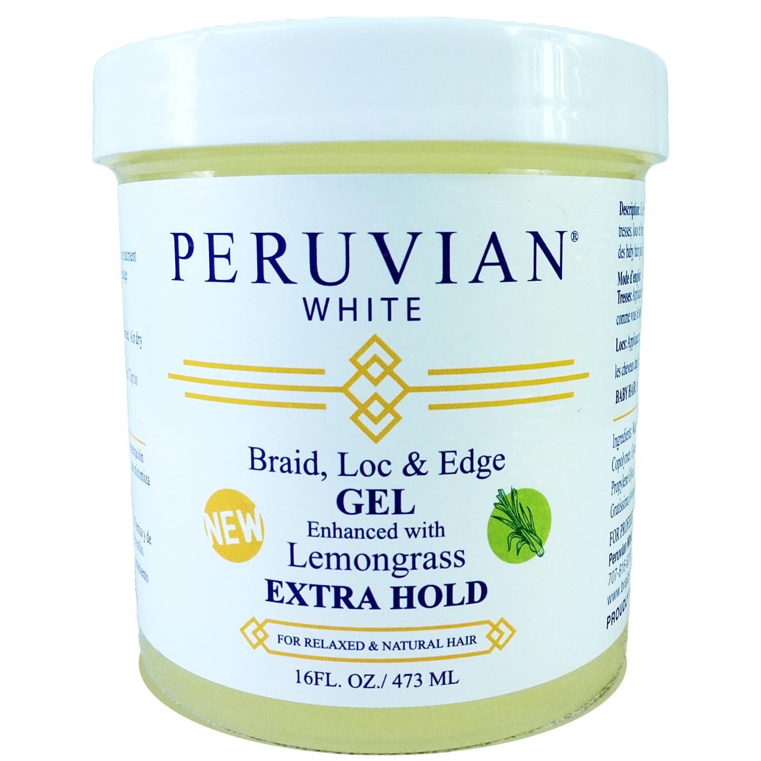 Peruvian white Braid, Loc, and Edge Gel EXTRA HOLD for Relaxed & Natural Hair, 16 oz. (Apple Cider Vinegar)