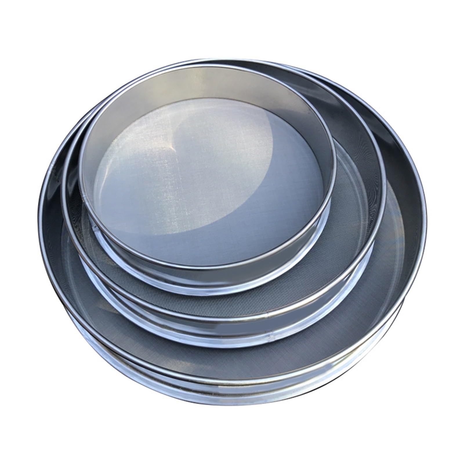 Coladores de harina de acero inoxidable, 3 paquetes de colador de malla fina para hornear pasteles, pasta, filtro de azúcar, tamiz de cocina, 20 + 30 + 40 cm