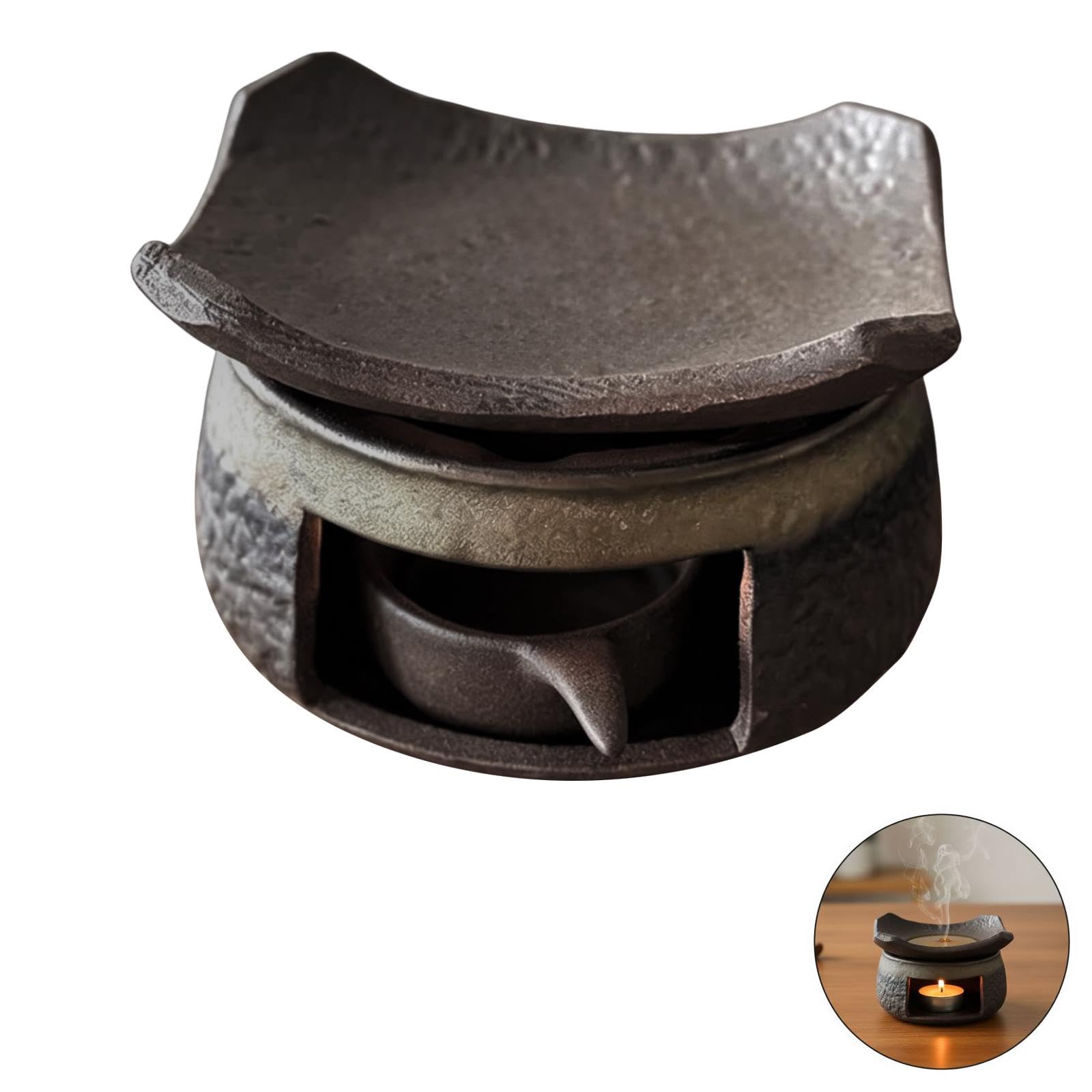 Keramik-Duftbrenner, Duftlampe für ätherische Öle, Teelicht-Duftwärmer, Räucherschale mit Teller, Duftverteiler im Zen-Stil für Zuhause, Büro, Meditation und entspannte Räume