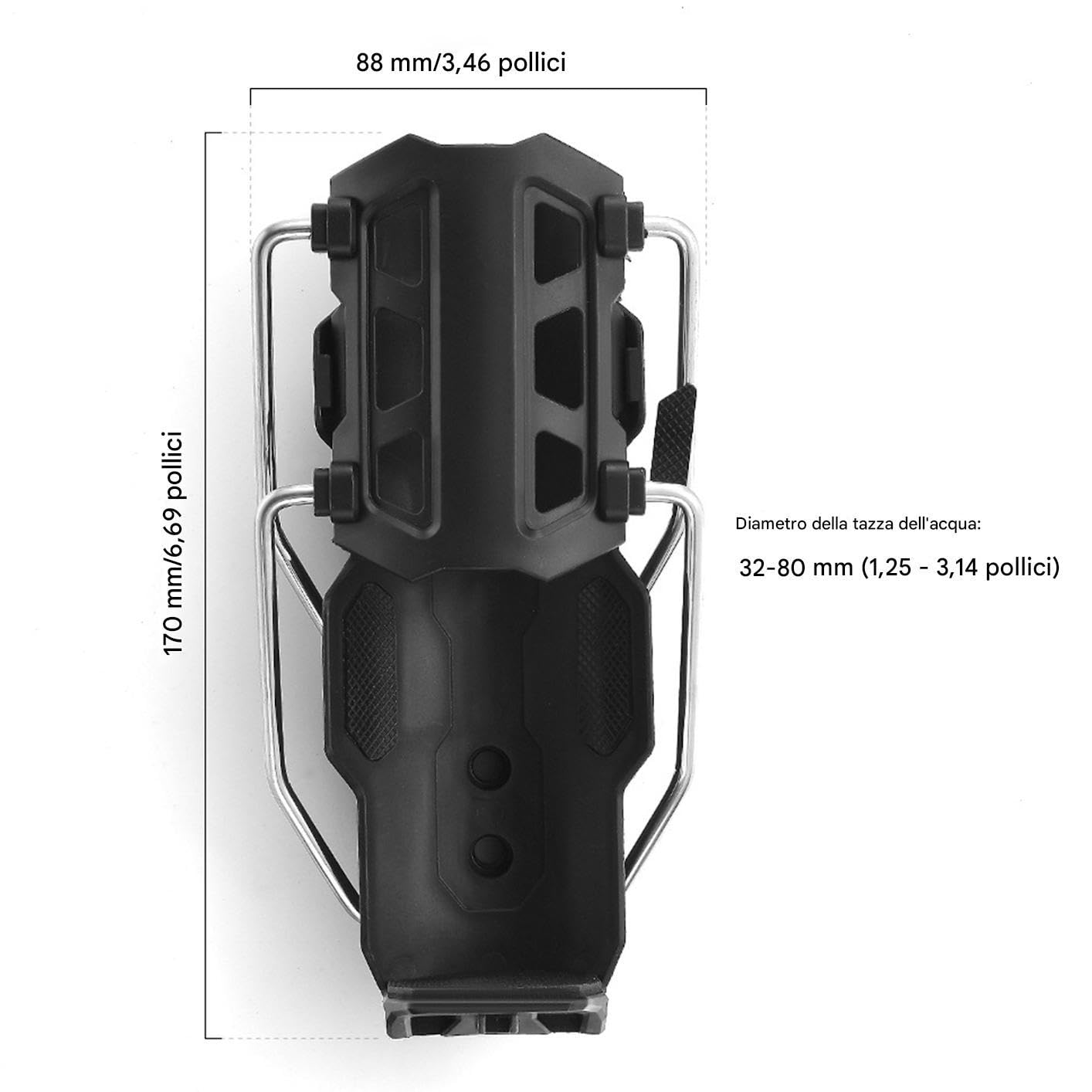 Portabicchieri Per Moto A Rotazione 360° – Supporto Regolabile Per Bottiglie Da 55 A 85 Mm, In Alluminio, Sicuro E Universale