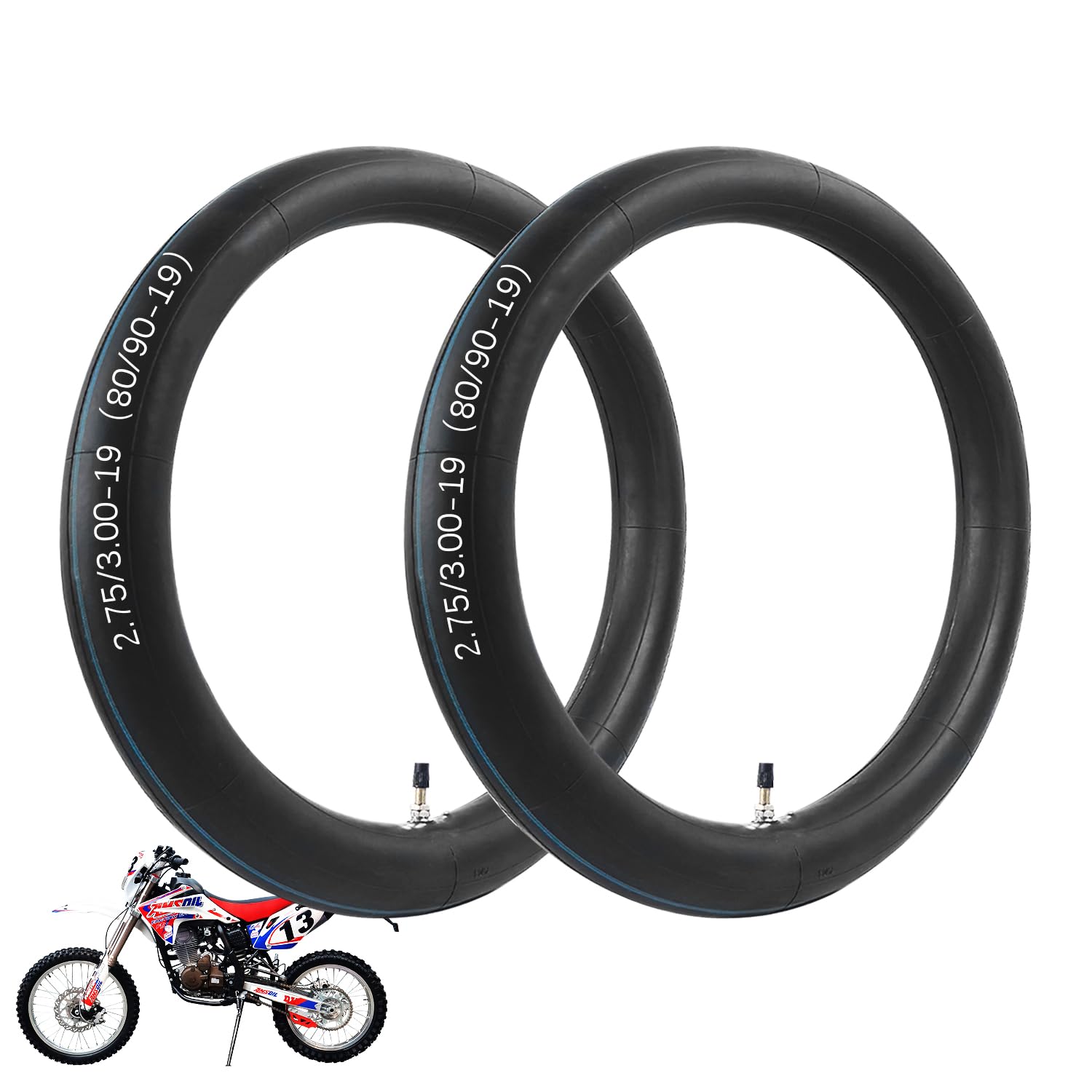 2 Pack 2.75/3.00-19 Heavy Duty Inner Tube, 70/100-19 Inner Tube Replacement