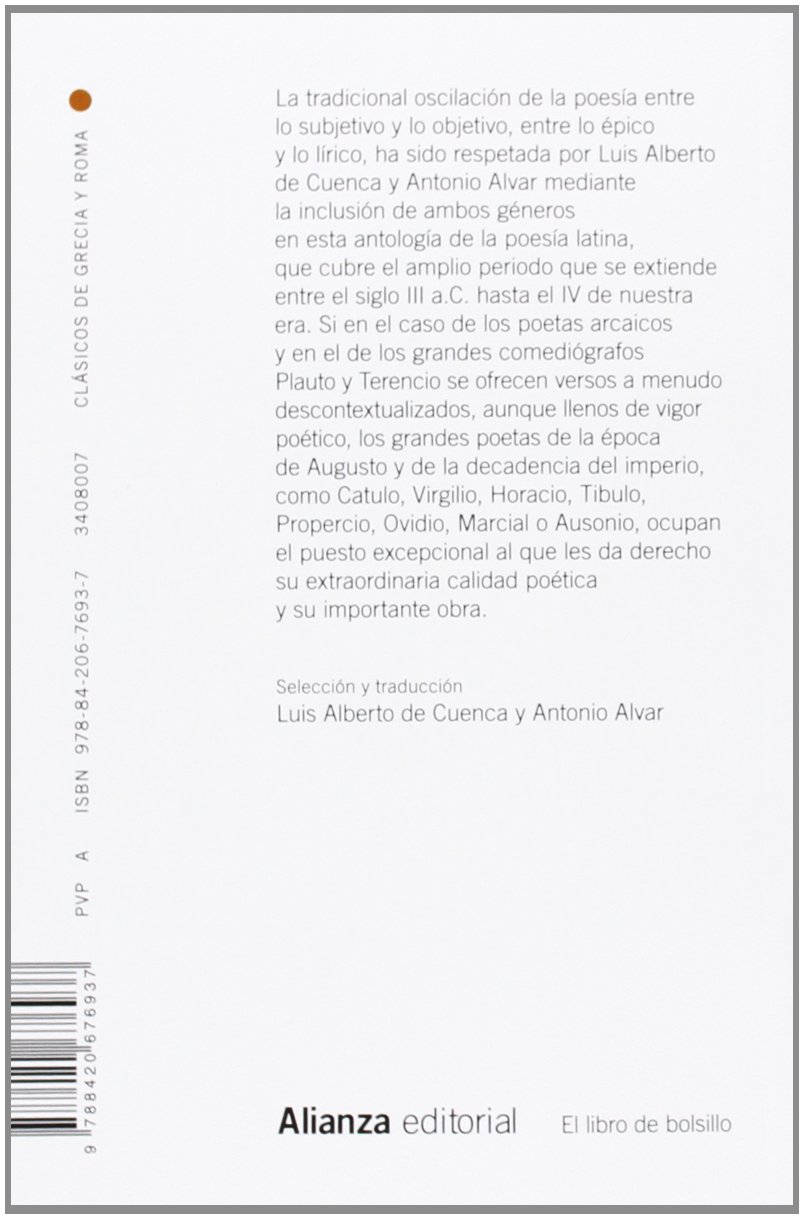 Antología de la poesía latina (El libro de bolsillo - Clásicos de Grecia y Roma)