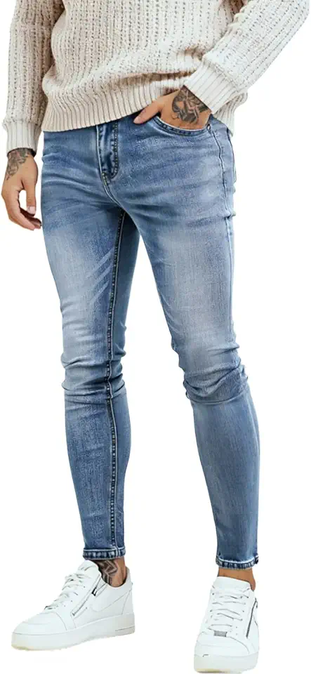 GINGTTO Men's Ripped Jeans Slim Fit Skinny Stretch Jeans Pants