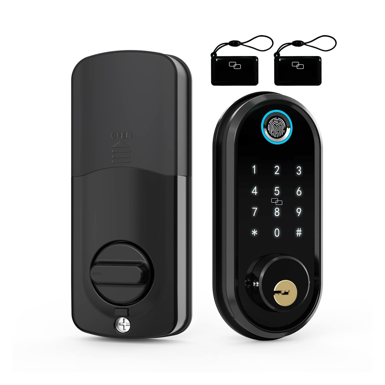 CVFRDD Smart Door Knob, Smart Door Lock Biometric Fingerprint Locks Electronic Keyless Entry Front Digit Keypad For Home Office Safe Keyless Entry Door Handle(Nero)