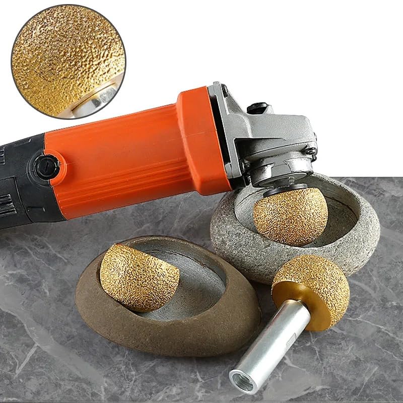 Lagnlnaoy Diamond Brazed Round Grinding Head Abrasive Tool for Internal Arc Grinding of Stones Engraving Tool Head Mushroom Head
