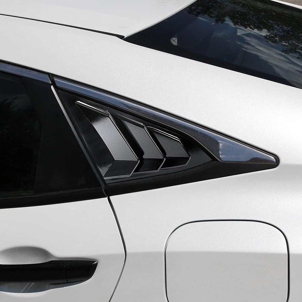 Rear Side Window Louvers Compatible for Honda Civic Sedan Accessories 2021 2020 2019 2018 2017 2016 Sport Style Air Vent Scoop Cover (Gloosy Black)