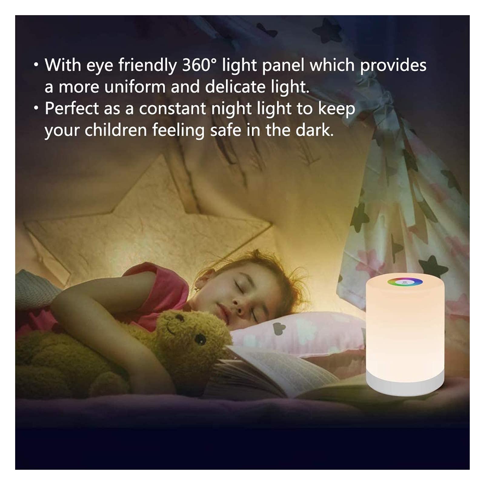 Luce Notturna A LED, Lampada Da Comodino Intelligente, Controllo Touch Dimmerabile Ricaricabile Tramite Usb Portatile Rgb Con Cambio Col~p180560119