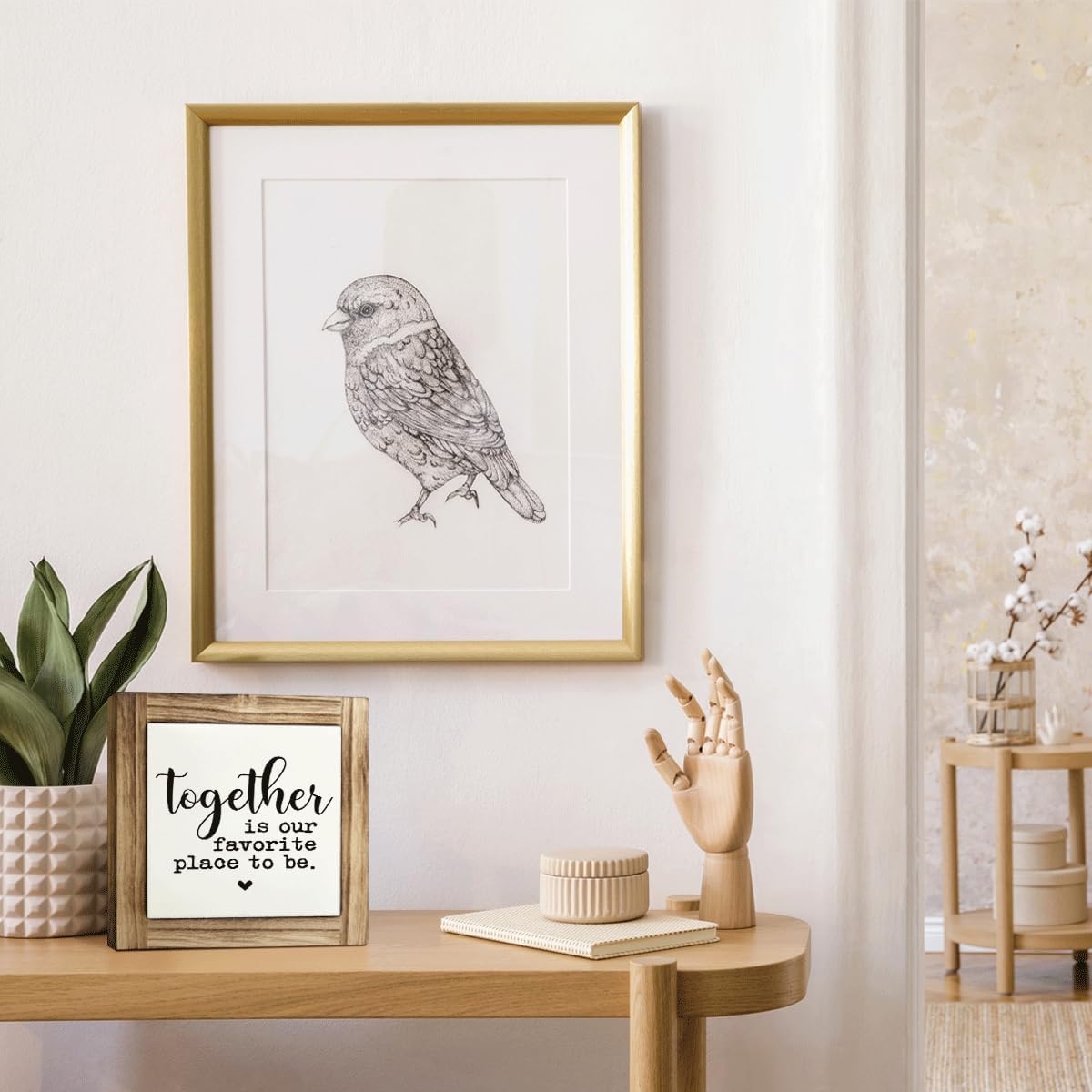 Home Decor Signs, Decorative Wooden Box Signs, Farmhouse Desk Sign, Home Decor for Living Room, Family Decors, Housewarming Gift, Together is Our Favorite Place to Be Sign, 5.9×5.9 inches - Image 4