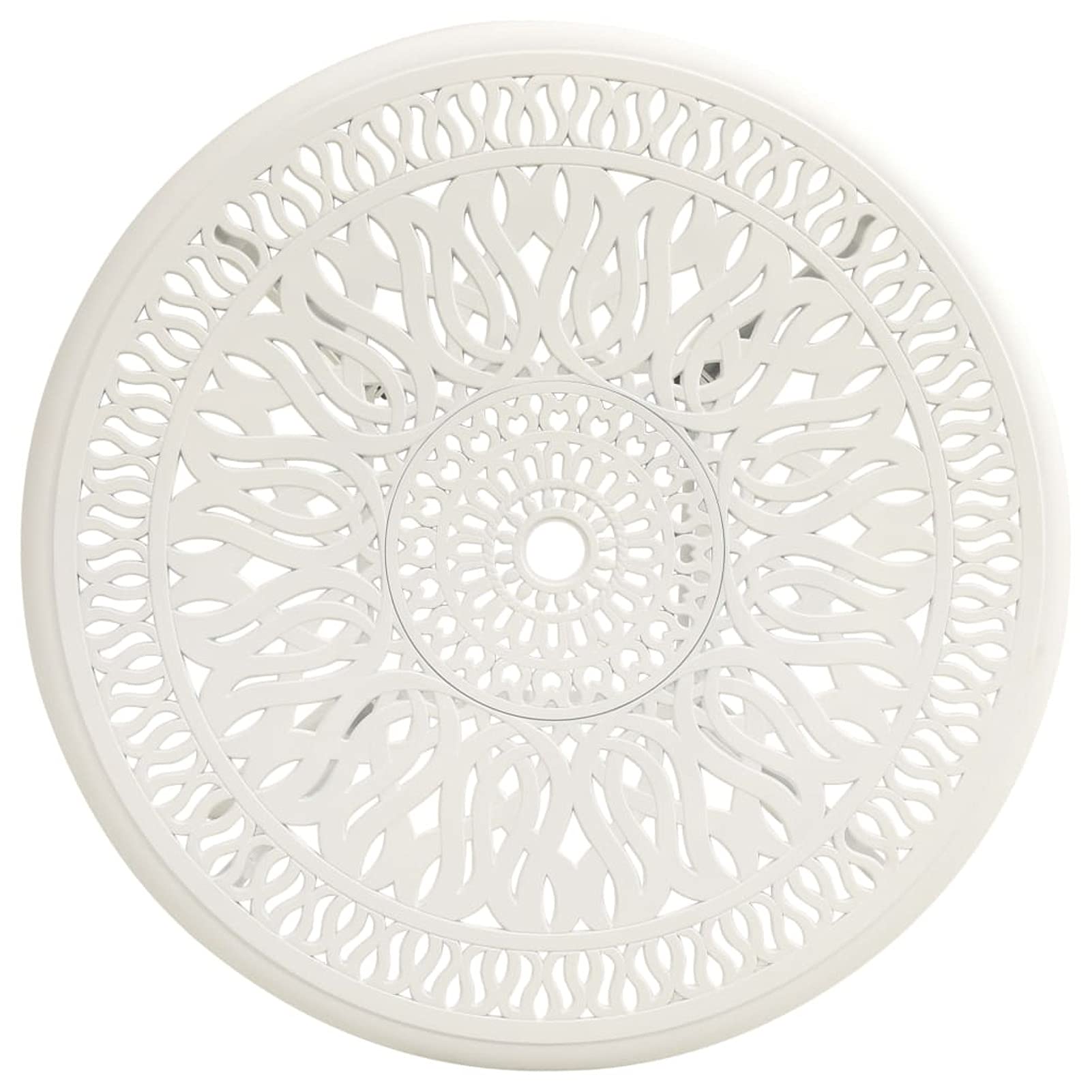 Tavolo da Giardino Bianco 90x90x74 cm in Alluminio Pressofuso,Tavolo Rettangolare Struttura in Metallo Piano Effetto Legno per Giardino