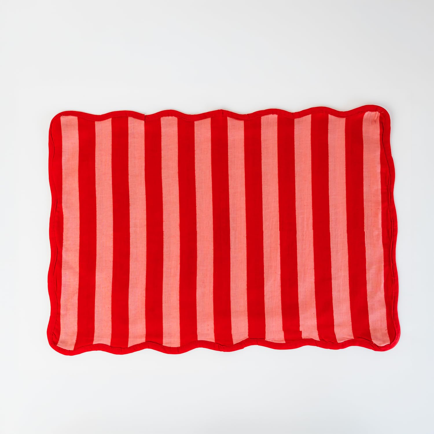 6er-Set Tischsets Baumwolle Rot und Rosa Streifen 35x45cm