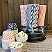 Outside the Box Papers Pink and Navy Blue Chevron and Dot Paper Straws 7.75 Inches 100 Pack Pink, Navy Blue, White