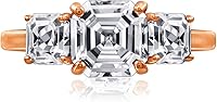 Vista 5 de Tienda Collection Sterling Silver Asscher or Oval Cut 3-Stone Ring made with Infinite Elements Cubic Zirconia