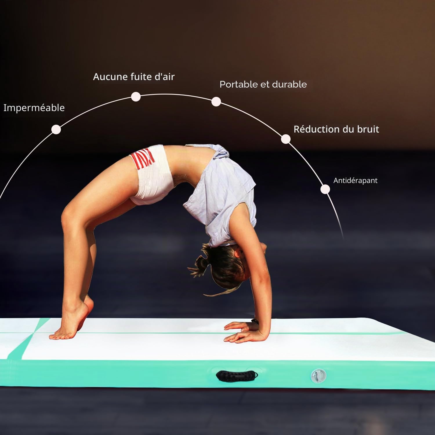 CCLIFE Tapis de Gymnastique Gonflable Avec Pompe à Air électrique Gonflage Rapideair Gymnastique Tapis Adapté Pour le fitness le yoga l'entraînement