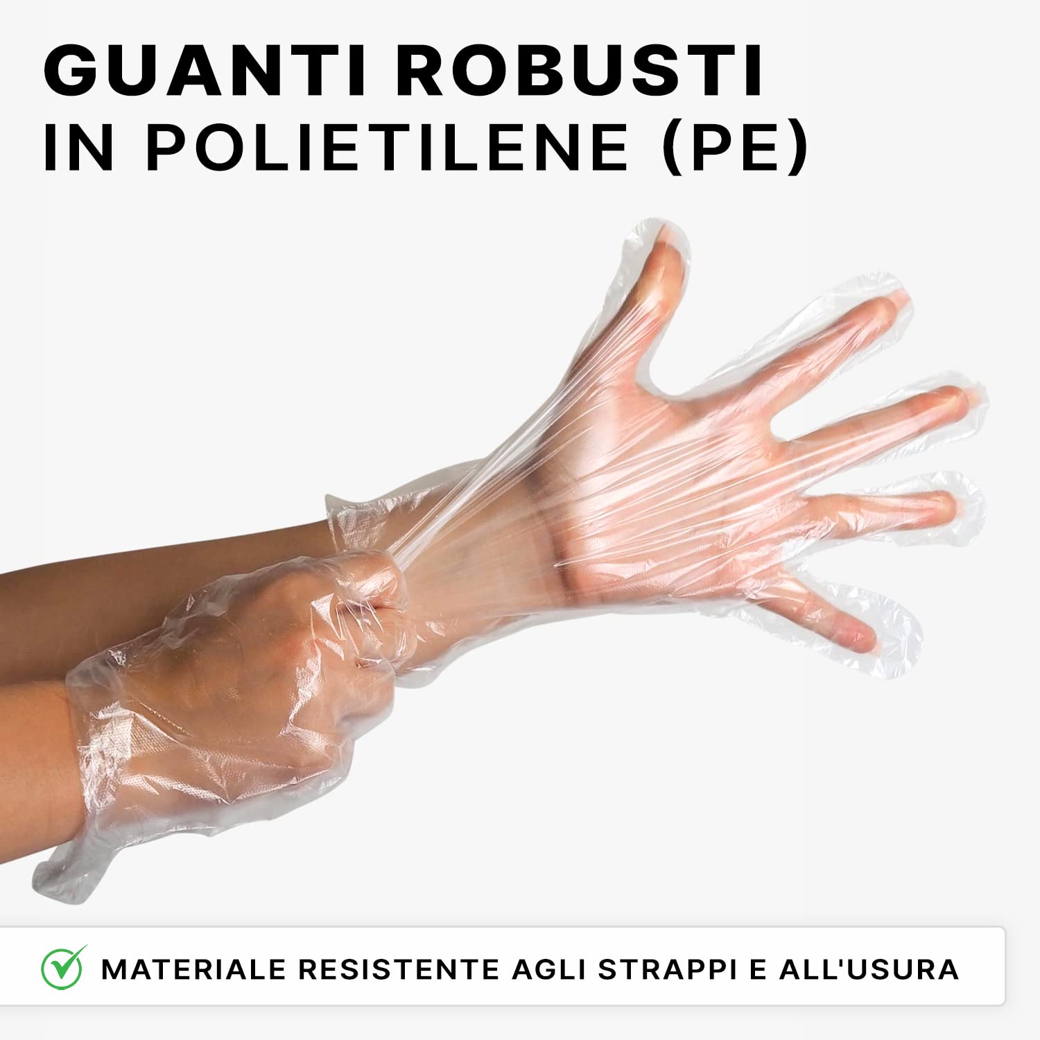 ARNOMED Guanti monouso in PE da marito, 100 pezzi guanti usa e getta per box, guanti plastica domestici per alimenti, guanti trasparenti monouso protettivi per tinte capelli, guanti sottili