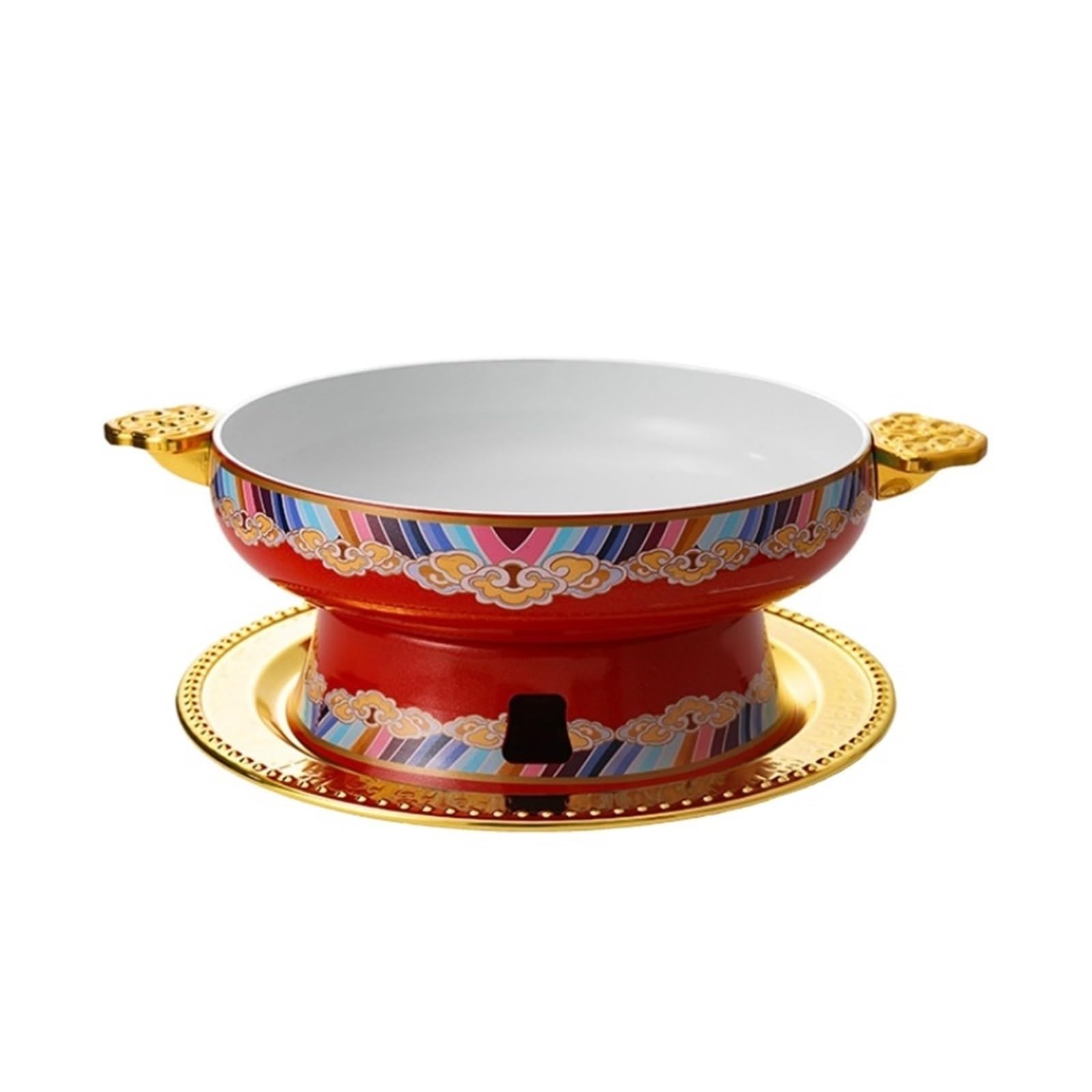 INUUXLG Vintage Hot Pot Hotpot Hot Pot Cookware Soup Chinese Hot Pot Outdoor Hot Pot Traditional Hotpot Shabu Cooker(30cm) (Rosso 22cm) (Rosso 30cm)