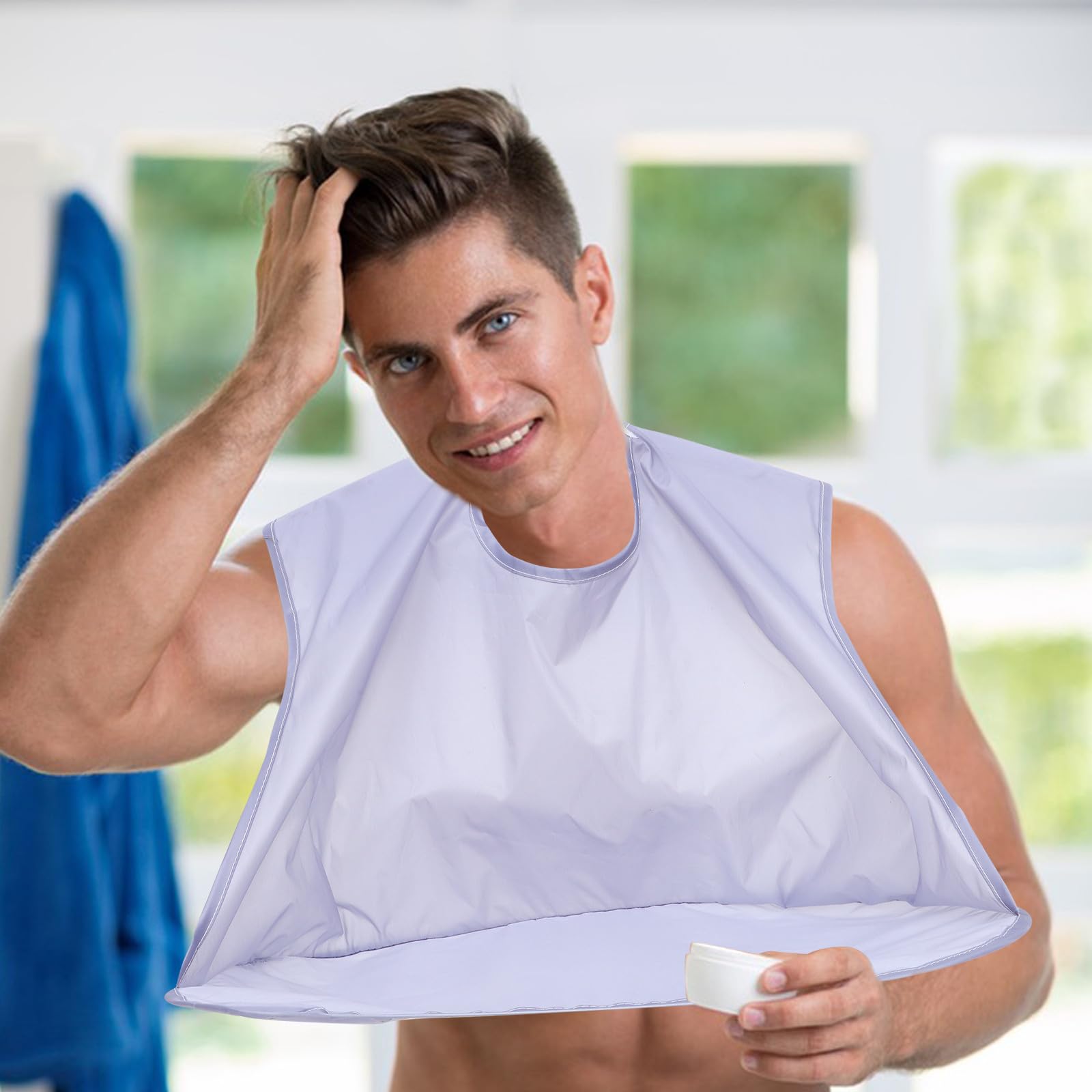 Bartschneideschürze für Männer Tragbare Rasierschürze Wasserfeste Polyester Umhang zum Bartschneiden und Trimmen Klappbar