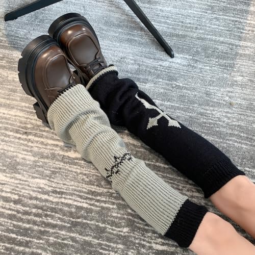 XEPST Lolita Leg Warmers - Harajuku Kawaii Knit Boot Socks - Gothic Winter Ankle Cover for Women Girls, 50 cm3