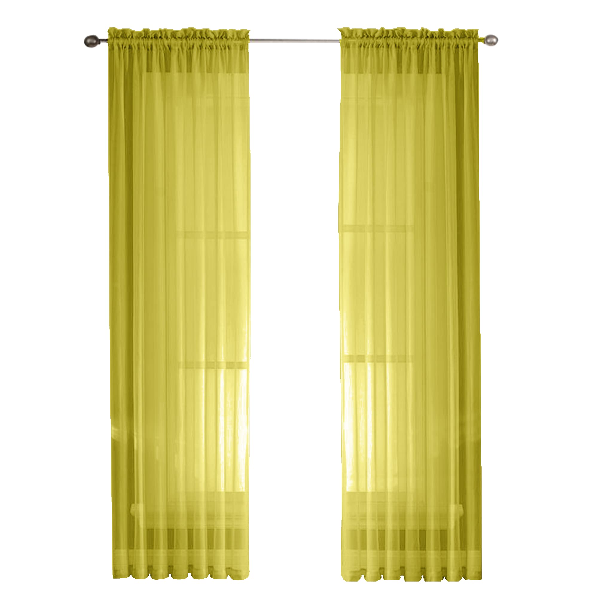 Sapphire Home Yellow Sheer Curtains - 84 Inches Length, 2 Panels Set Sheer Drapes, Light Filtering Textured Window Curtain for Living Room, Bedroom, Kitchen, and Dining Room - 54"x84", Yellow