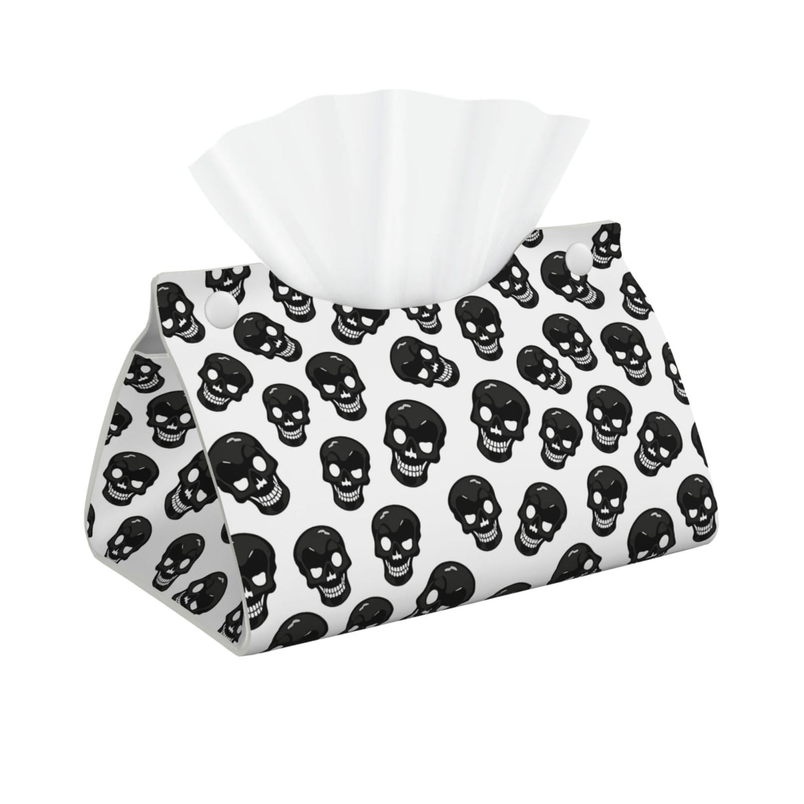 Pu Leather Tissue Box Cover, Skull Rectangle Tissue Case Covers Decorative Tissue Box Holder Waterproof Tissue Holder Organizer for Bathroom Home Office