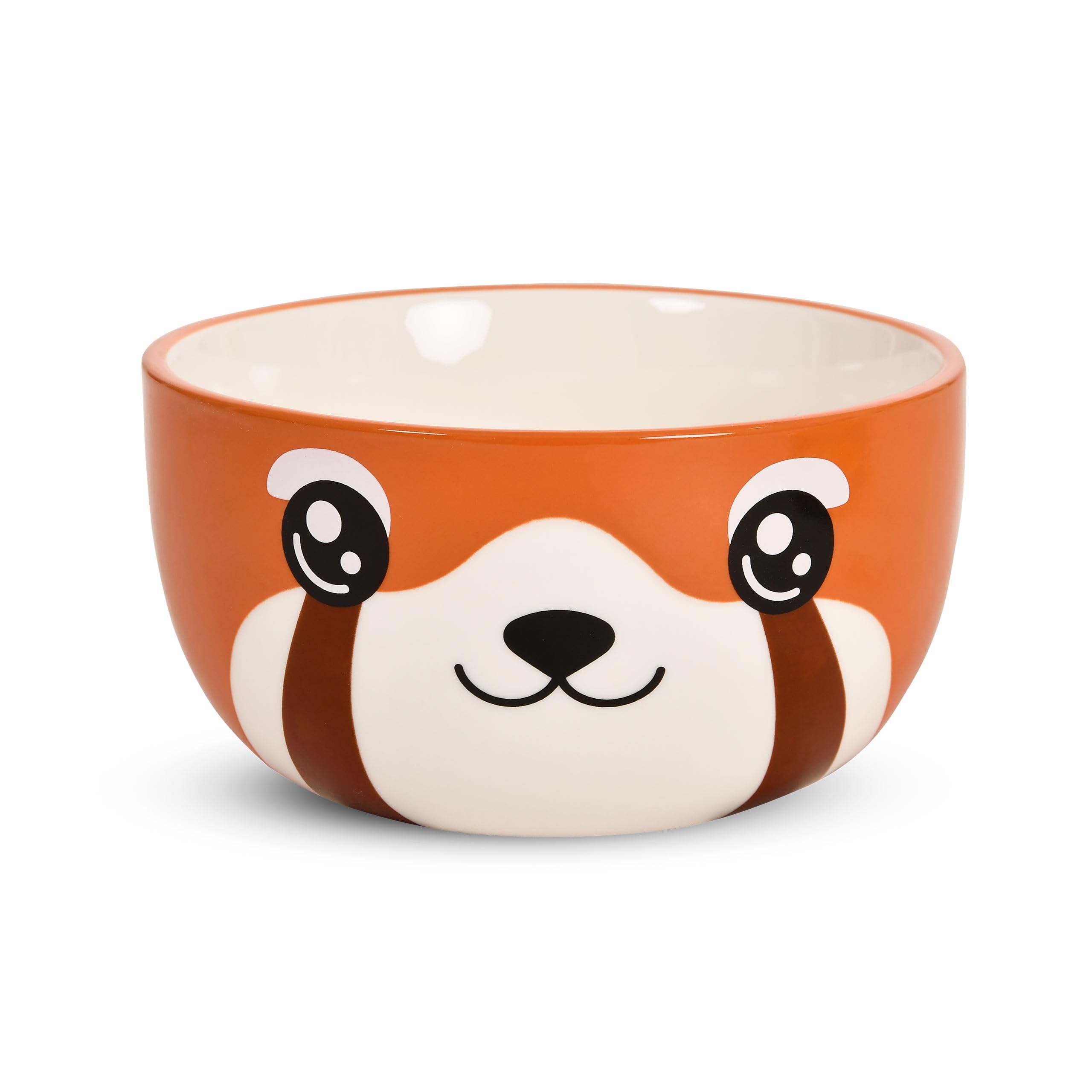 Elbenwald Panda Rojo Tazón Kawaii con Tapa para Fans del Anime Tazón para Ramen Tazón para Cereales con Estampado Integral 550 ml cerámica Naranja